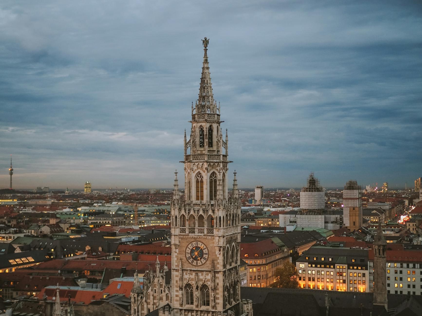 Munich cityscape at dusk