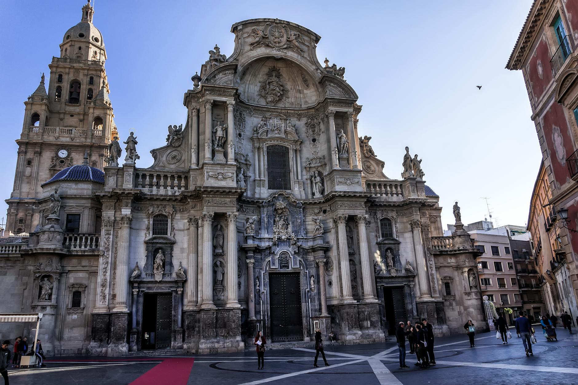 Scenic view of Murcia’s Cathedral and historic center at sunset